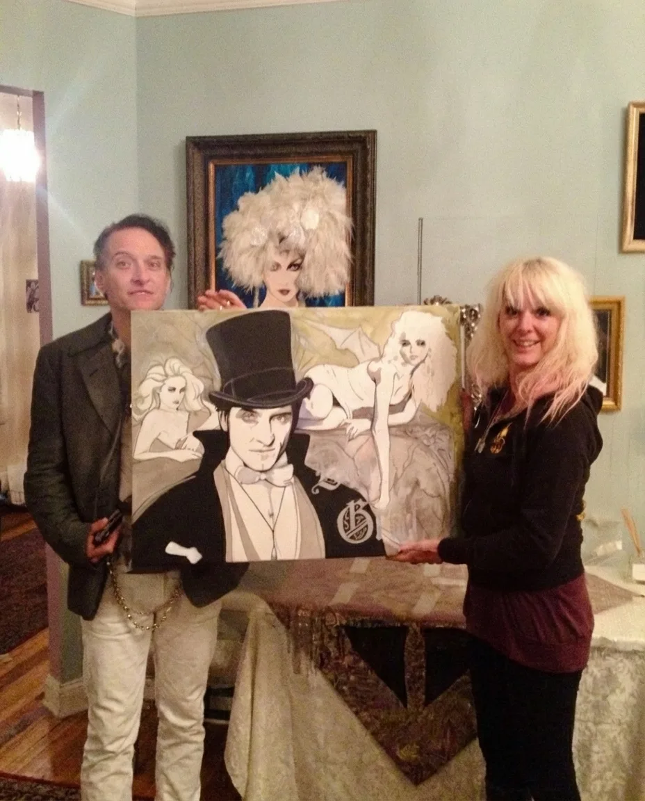 Presentation of Bela B. portrait in Wee Flowers' studio