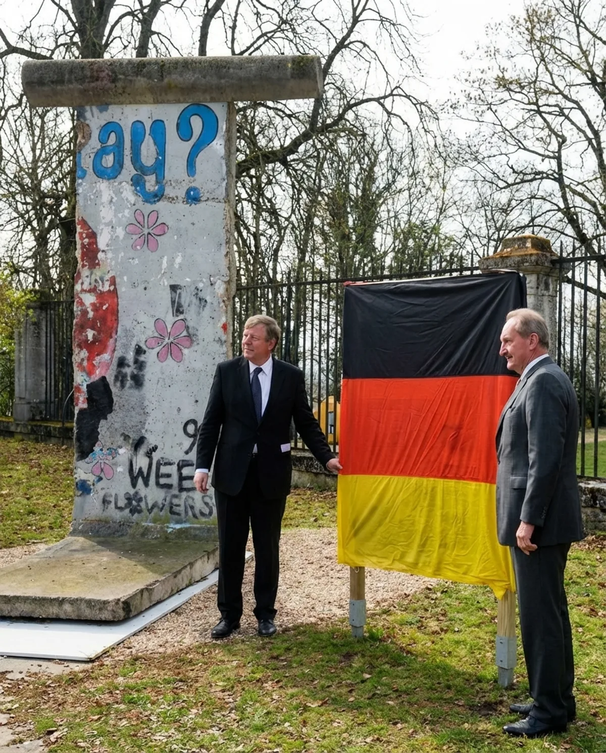 Berlin Wall segment — Verdun, inscription «Stay?»
