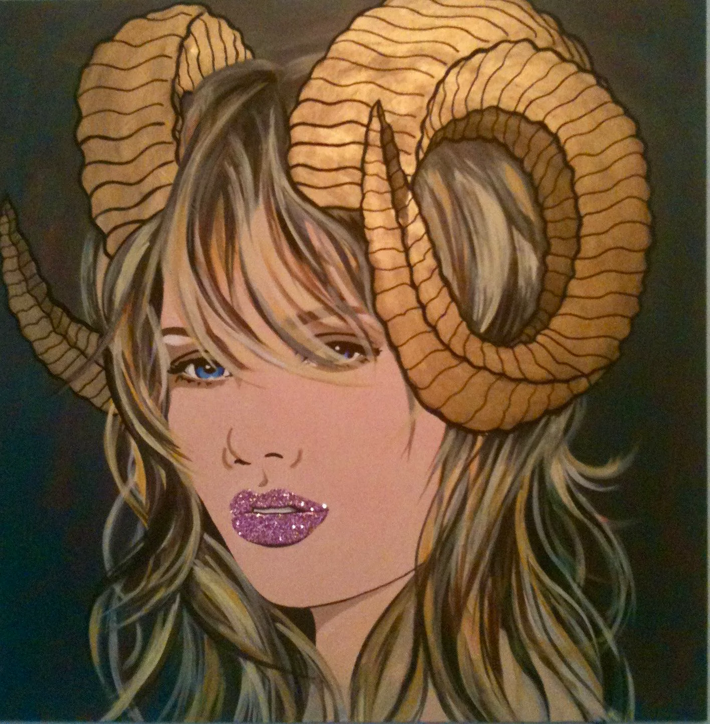 Pop art — portrait with ram horns