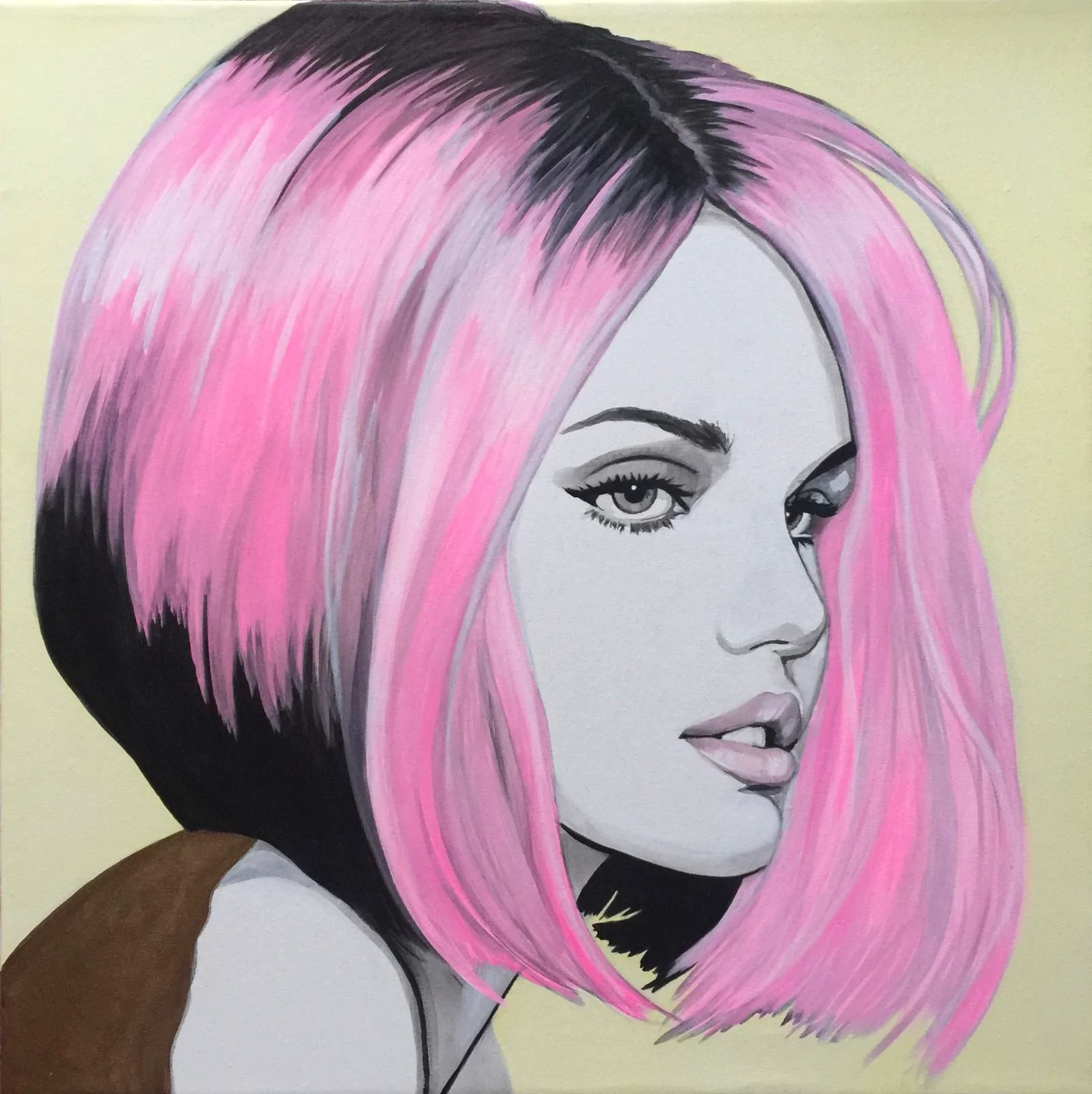 Pop art — portrait with pink hair